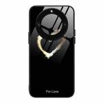 For Honor X40 Colorful Painted Glass Phone Case(Black Love)