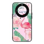For Honor X40 Colorful Painted Glass Phone Case(Flamingo)