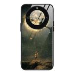 For Honor X40 Colorful Painted Glass Phone Case(Moon)