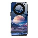 For Honor X40 Colorful Painted Glass Phone Case(Moon Hill)