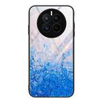 For Huawei Mate 50 Marble Pattern Glass Protective Phone Case(Ocean Waves)