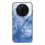 For Huawei Mate 50 Pro Marble Pattern Glass Protective Phone Case(Blue Ocean)
