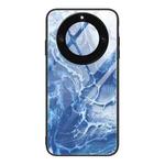 For Honor X40 Marble Pattern Glass Protective Phone Case(Blue Ocean)