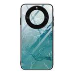 For Honor X40 Marble Pattern Glass Protective Phone Case(Green Ocean)