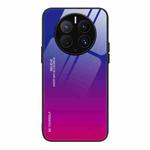 For Huawei Mate 50 Pro Gradient Color Glass Phone Case(Purple Red)