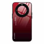 For Honor X40 Gradient Color Glass Phone Case(Red Black)