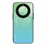 For Honor X40 Gradient Color Glass Phone Case(Green Cyan)