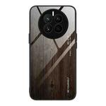 For Huawei Mate 50 Wood Grain Glass Phone Case(Black)