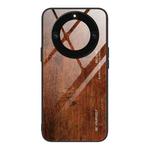 For Honor X40 Wood Grain Glass Phone Case(Dark Brown)