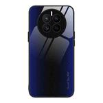For Huawei Mate 50 Texture Gradient Glass TPU Phone Case(Dark Blue)