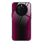 For Huawei Mate 50 Texture Gradient Glass TPU Phone Case(Rose Red)