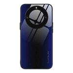 For Honor X40 Texture Gradient Glass TPU Phone Case(Dark Blue)