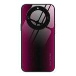For Honor X40 Texture Gradient Glass TPU Phone Case(Rose Red)
