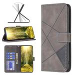 For vivo Y35 / Y22 Magnetic Buckle Rhombus Texture Leather Phone Case(Grey)