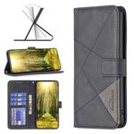 For vivo Y35 / Y22 Magnetic Buckle Rhombus Texture Leather Phone Case(Black)