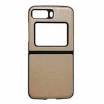 For Motorola Moto Razr 2022 Wood Texture PU Phone Case(Gold)