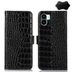 For Xiaomi Redmi A1 Crocodile Top Layer Cowhide Leather Phone Case(Black)