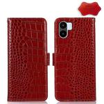 For Xiaomi Redmi A1 Crocodile Top Layer Cowhide Leather Phone Case(Red)