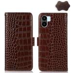For Xiaomi Redmi A1 Crocodile Top Layer Cowhide Leather Phone Case(Brown)
