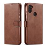 For Galaxy A11 / M11 LC.IMEEKE Calf Texture Horizontal Flip Leather Case, with Holder & Card Slots & Wallet & Photo Frame(Coffee)