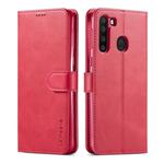 For Galaxy A21 LC.IMEEKE Calf Texture Horizontal Flip Leather Case, with Holder & Card Slots & Wallet & Photo Frame(Red)