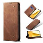 For vivo Y35 4G Global/Y22/Y22s Denim Texture Leather Phone Case(Brown)