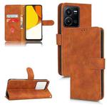 For vivo Y22s / Y35 Skin Feel Magnetic Flip Leather Phone Case(Brown)