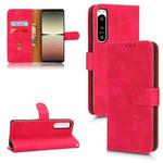 For Sony Xperia 5 IV Skin Feel Magnetic Flip Leather Phone Case(Rose Red)