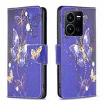 For vivo Y35 / Y22 Colored Drawing Pattern Flip Leather Phone Case(Purple Butterfly)