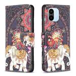 For Xiaomi Redmi A1 / A1+ Colored Drawing Pattern Flip Leather Phone Case(Flowers Elephant)