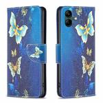 For Samsung Galaxy A04 4G Colored Drawing Pattern Flip Leather Phone Case(Gold Butterfly)