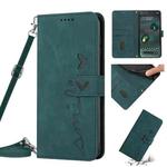 For Google Pixel 6a Skin Feel Heart Pattern Leather Phone Case With Lanyard(Green)