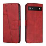 For Google Pixel 6a Stitching Calf Texture Buckle Leather Phone Case(Red)