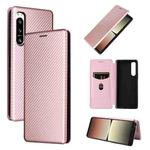 For Sony Xperia 5 IV Carbon Fiber Texture Leather Phone Case(Pink)