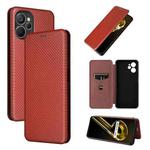 For Realme 9i Carbon Fiber Texture Leather Phone Case(Brown)