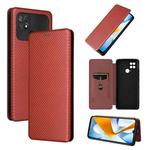 For Xiaomi Poco C40 Carbon Fiber Texture Leather Phone Case(Brown)