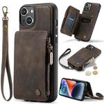 For iPhone 14 CaseMe C20 Multifunctional Leather Phone Case(Dark Coffee)