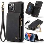 For iPhone 14 Plus CaseMe C20 Multifunctional Leather Phone Case(Black)