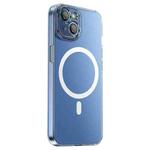 For iPhone 14 Plus PC Crystal Clear Frosted Magnetic Magsafe Phone Case(Blue)