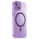 For iPhone 14 Plus PC Crystal Clear Frosted Magnetic Magsafe Phone Case(Purple)
