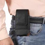 For 5.2 inch Mobile Phone Cowhide Texture Oxford Cloth Waist Bag(Black)