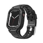 Armor Silicone Watch Band For Apple Watch Series 8&7 45mm / SE 2&6&SE&5&4 44mm / 3&2&1 42mm(Black)