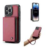 For iPhone 14 Pro Max JEEHOOD C22 Series Zipper Wallet Phone Case(Red)