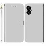 For Xiaomi Poco M4 5G Imitated Mirror Surface Flip Leather Phone Case(Silver)