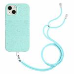 For iPhone 13 Wheat Straw Material Degradable TPU Phone Case with Lanyard(Light Green)