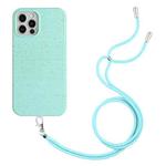 For iPhone 13 Pro Max Wheat Straw Material Degradable TPU Phone Case with Lanyard(Light Green)