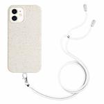 For iPhone 12 Wheat Straw Material Degradable TPU Phone Case with Lanyard(White)