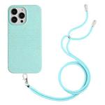 For iPhone 15 Pro Max Wheat Straw Material Degradable TPU Phone Case with Lanyard(Light Green)