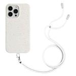 For iPhone 15 Pro Wheat Straw Material Degradable TPU Phone Case with Lanyard(White)