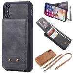For iPhone X / XS Vertical Flip Shockproof Leather Protective Case with Long Rope, Support Card Slots & Bracket & Photo Holder & Wallet Function(Gray)